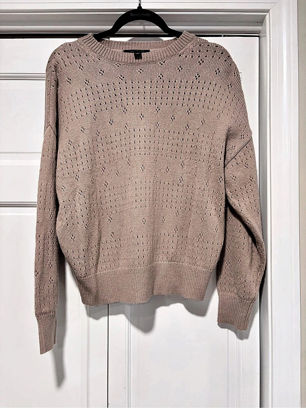 Ann Taylor Beige Open Knit Crewneck Sweater